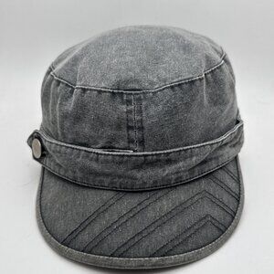 Cadet Hat Cap Strapback Black Denim Embroidered Logo Faded Adult Unisex